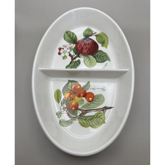 Vintage Portmeirion Pomona 1990s 11" Dual Compartment Veggie Serving Dish - Picture 5 of 6
